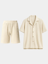 Minimalist Velour Shorts and Shirt Set