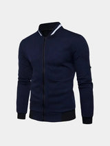 Textured Casual Bomber Jacket
