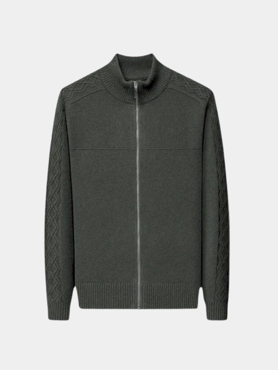 Cashmere Zip Sweater with Knitted Roll Neck