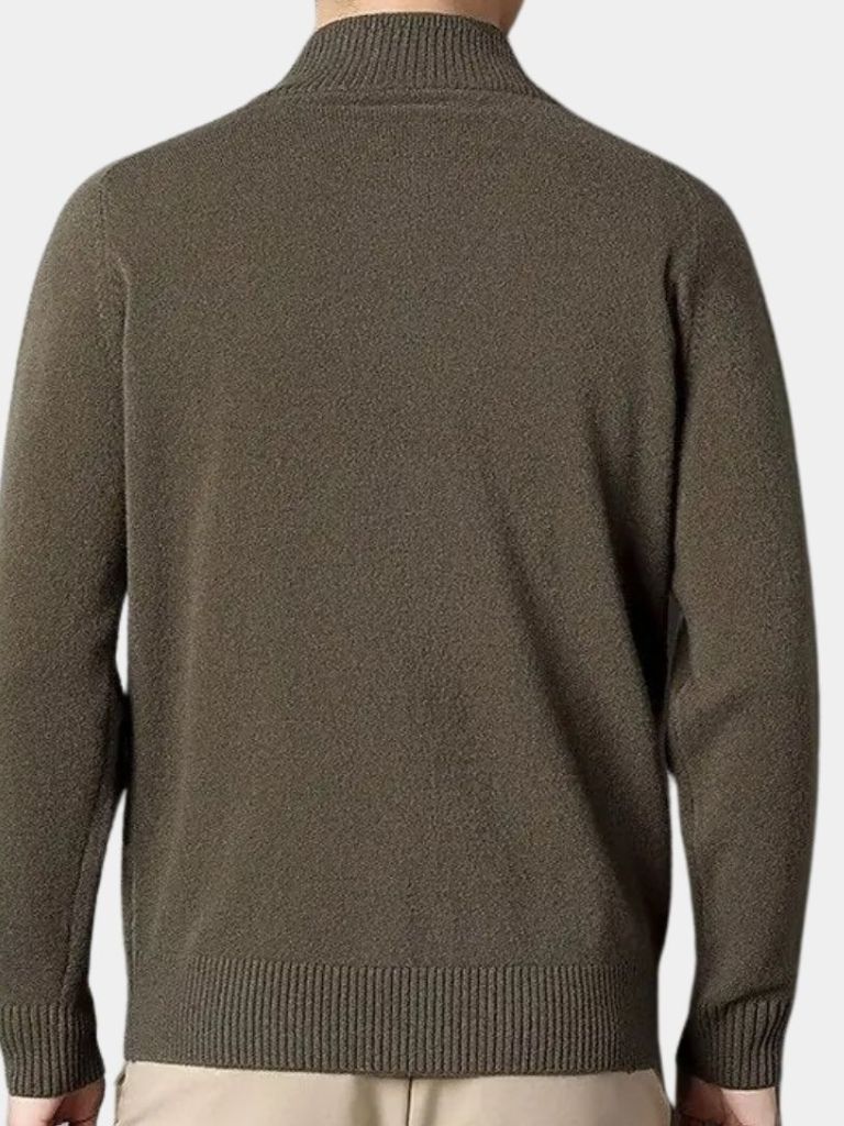 Cashmere Zip Sweater with Knitted Roll Neck
