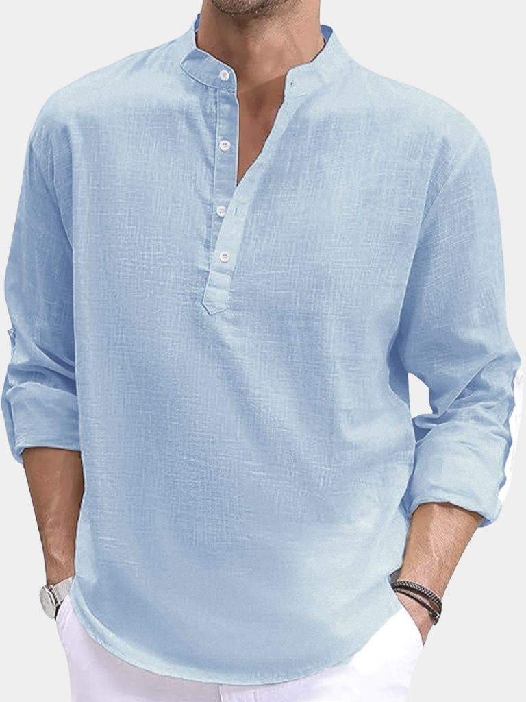 Casual Henley Neck Long Sleeve T-Shirt