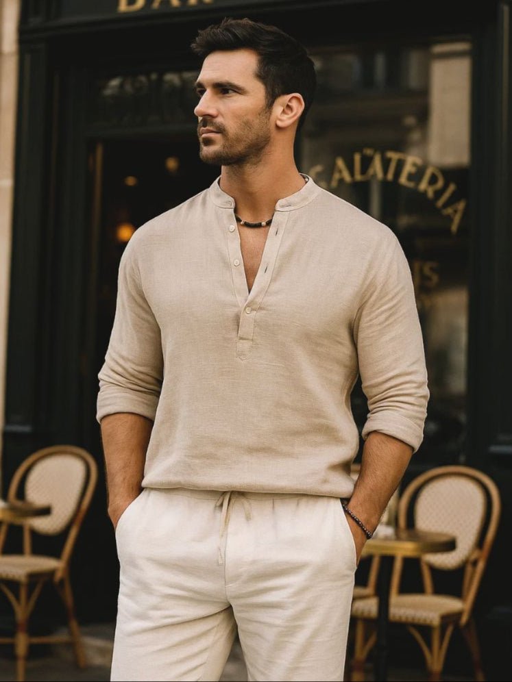 Casual Henley Neck Long Sleeve T-Shirt