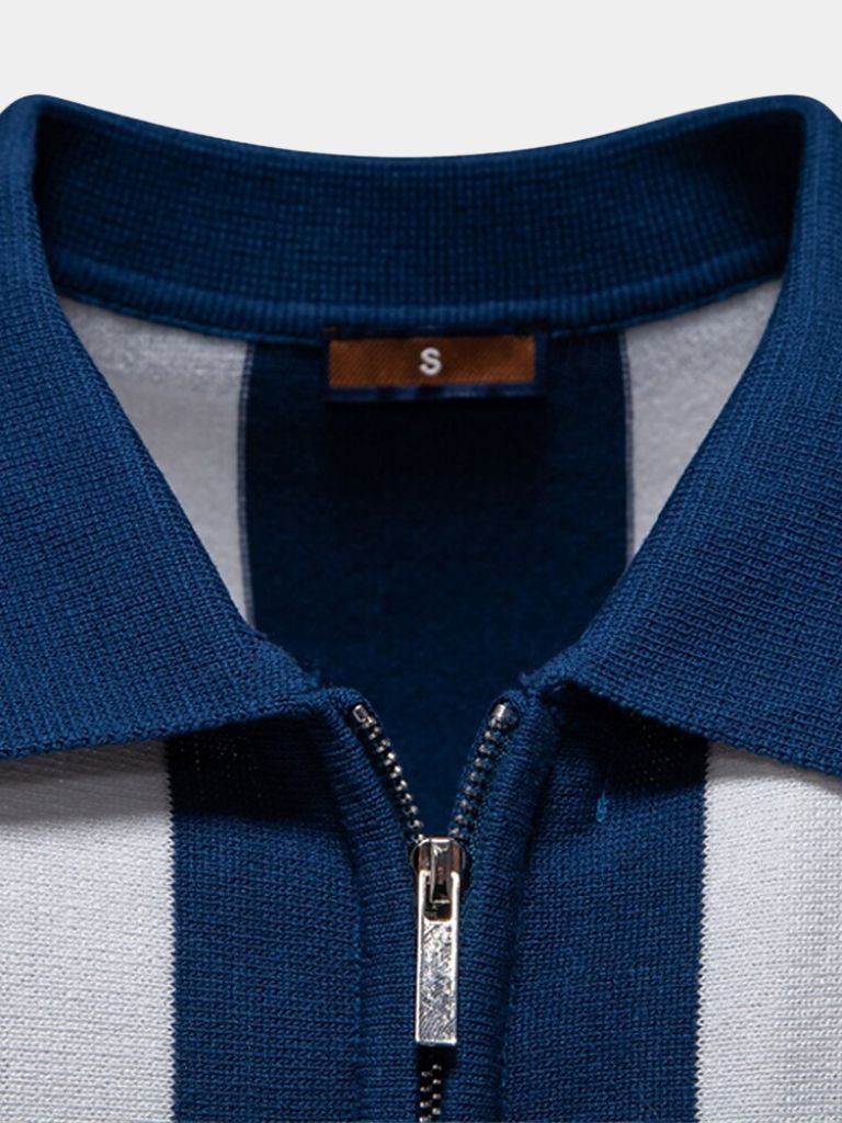 Navy Striped Polo