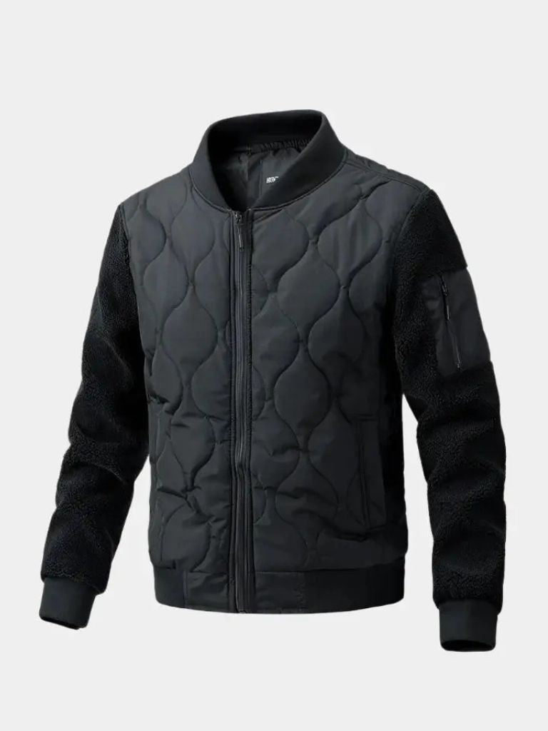 Padded Bomber Jacket with Sherpa Sleeves