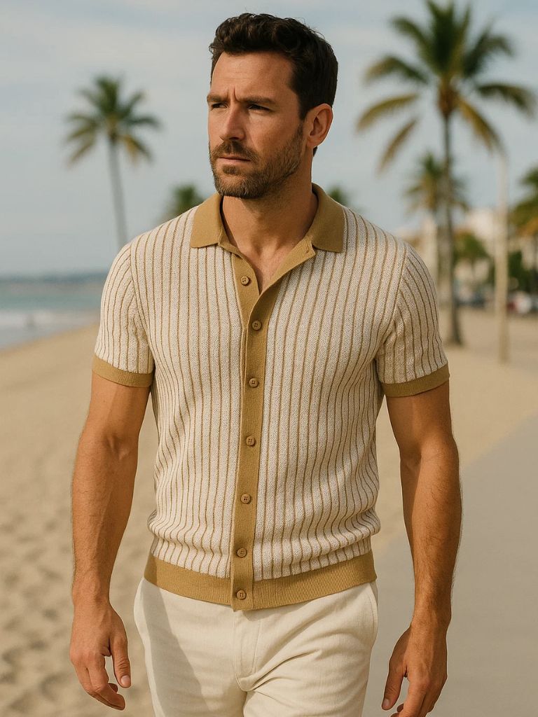 Striped Knit Polo