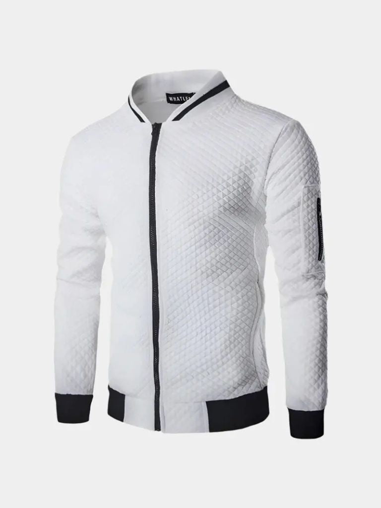 Textured Casual Bomber Jacket