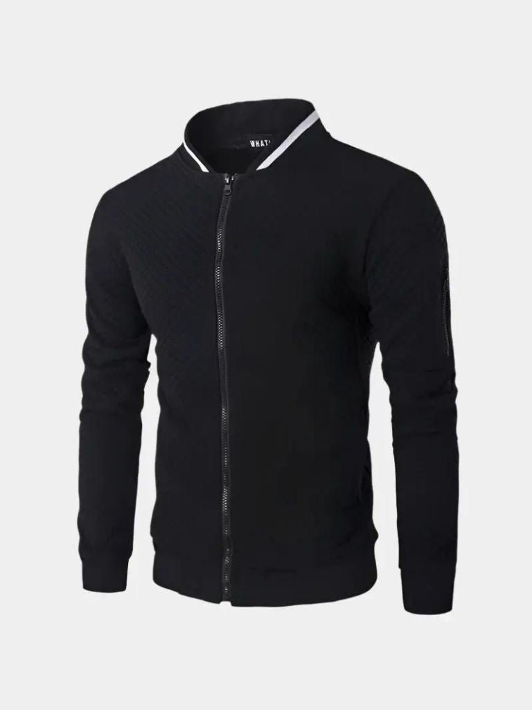 Textured Casual Bomber Jacket