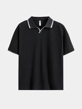 Timeless Black Polo with V-Neck
