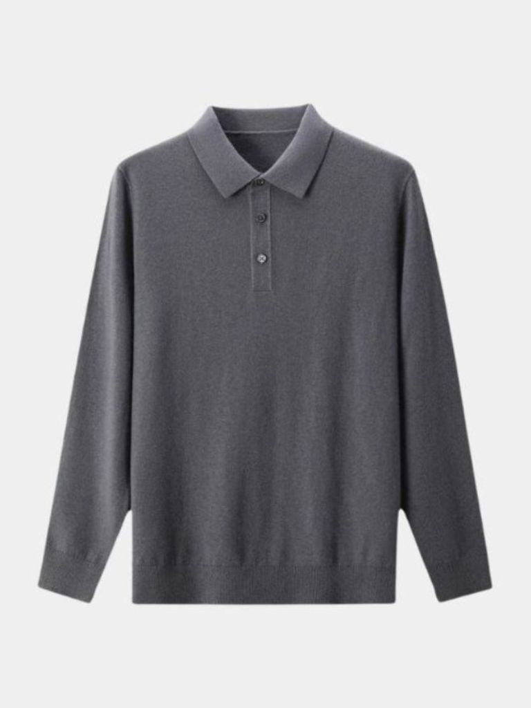 Polo Sweater in Wool with Buttons