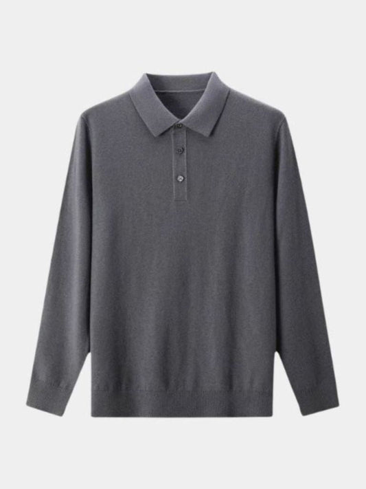 Polo Sweater in Wool with Buttons