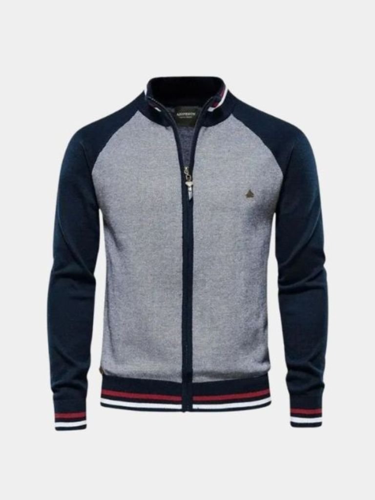 Block Colour Zipped Cardigan Sweater